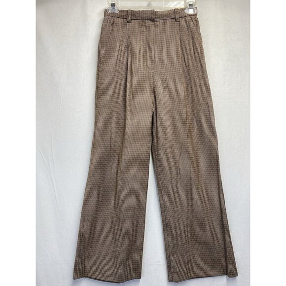 Wilfred Pants - Wilfred High Waist Wide Leg Houndstooth Trouser Pants Women Sz 0 Beige Multi